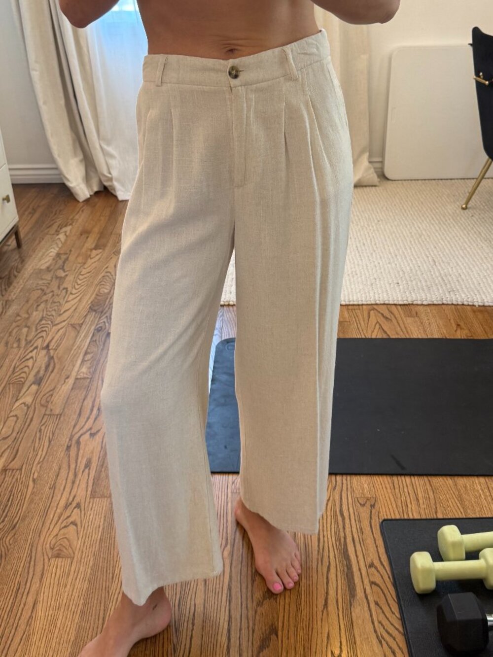 Edit by Nine Oatmeal Linen Blend Pleated Wide Leg Pants